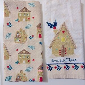 Pink Gingerbread “Home Sweet Home” kitchen towel set